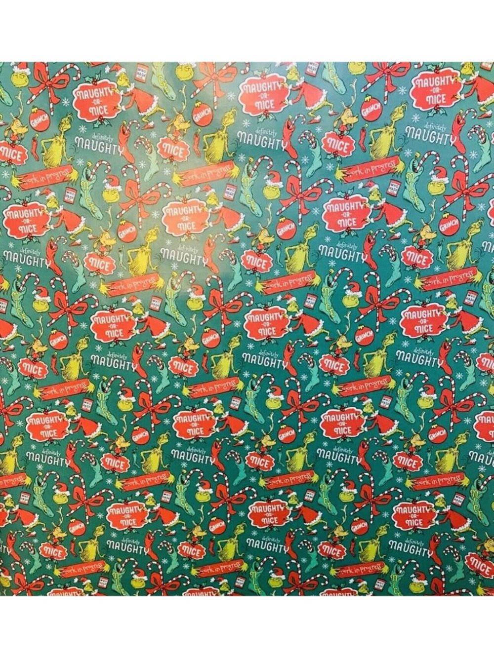 The Grinch Naughty or Nice Christmas Wrapping Paper 100 sq ft Holiday Roll